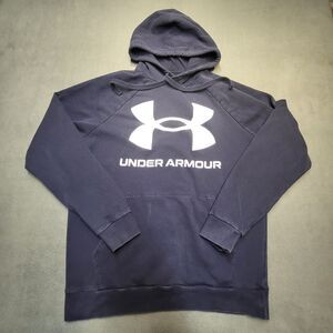 Under Armor Coldgear Hoodie Mens M Blue Pullover Sweatshirt Long Sleeve Graphic